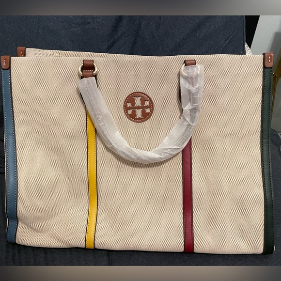 Tory Burch Handbags - Tory Burch Tri-Color Canvas Tote